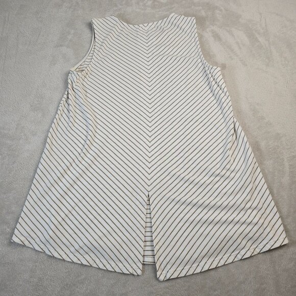 J. Jill Top Womens XS Olive Green White Striped Sleeveless Split Back Summer - Picture 8 of 9